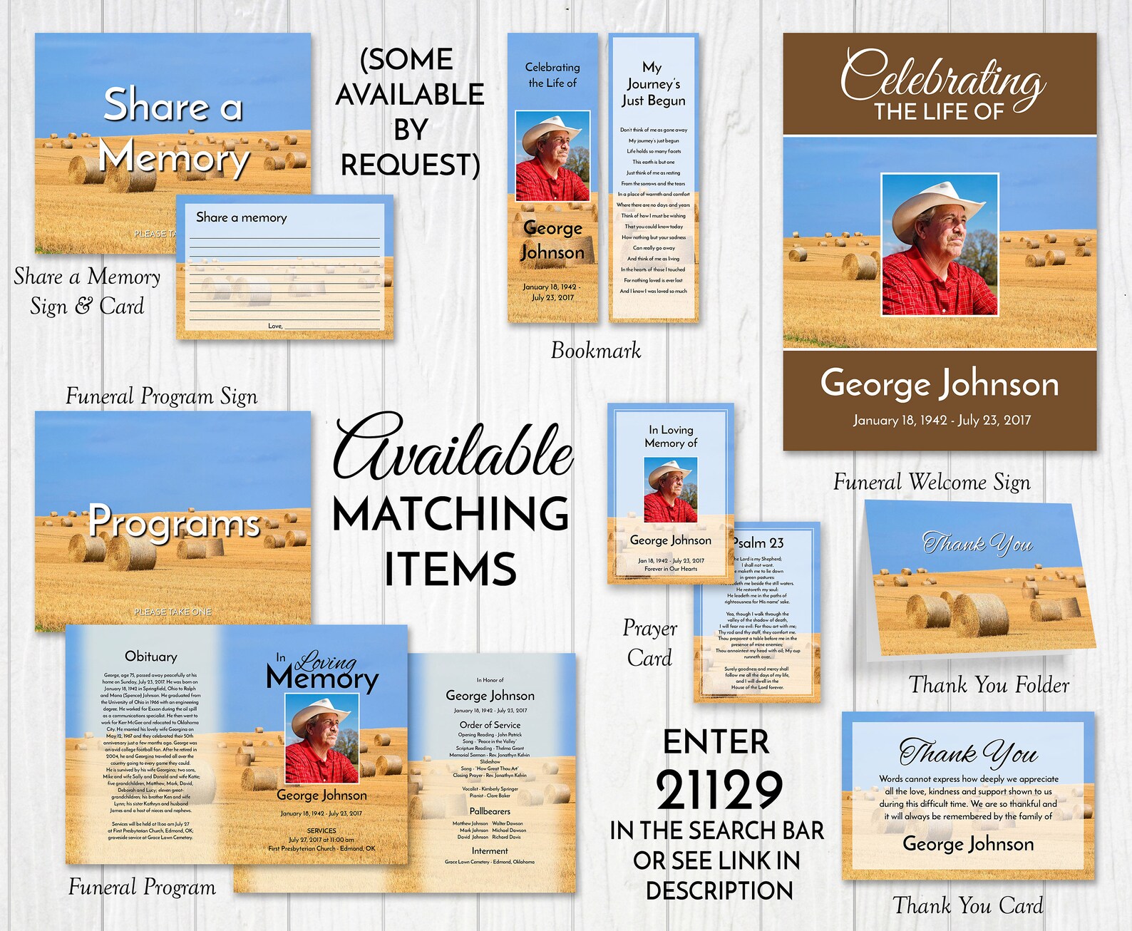 Farmer's Funeral Program Template Obituary/order of Etsy