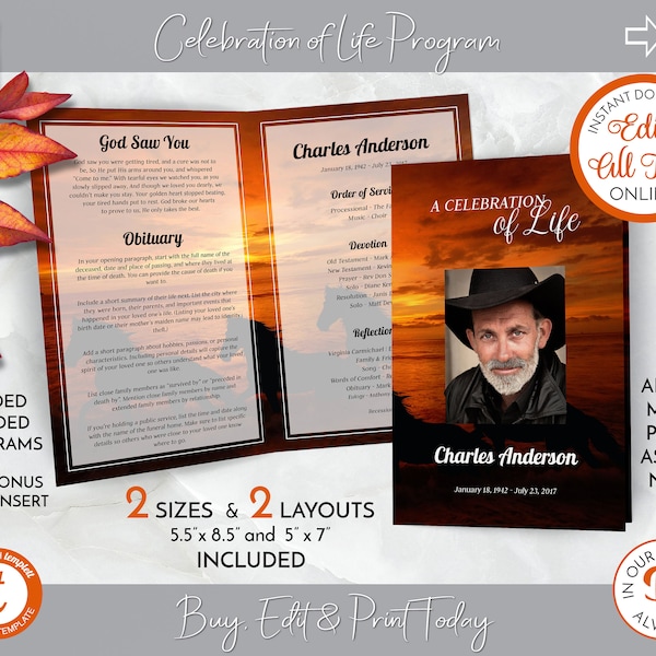 Funeral Program With Horses - Etsy