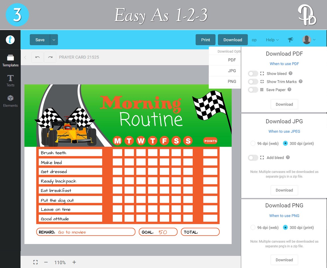 Race Car Children's Daily Routine Charts, Morning Routine Chart ...