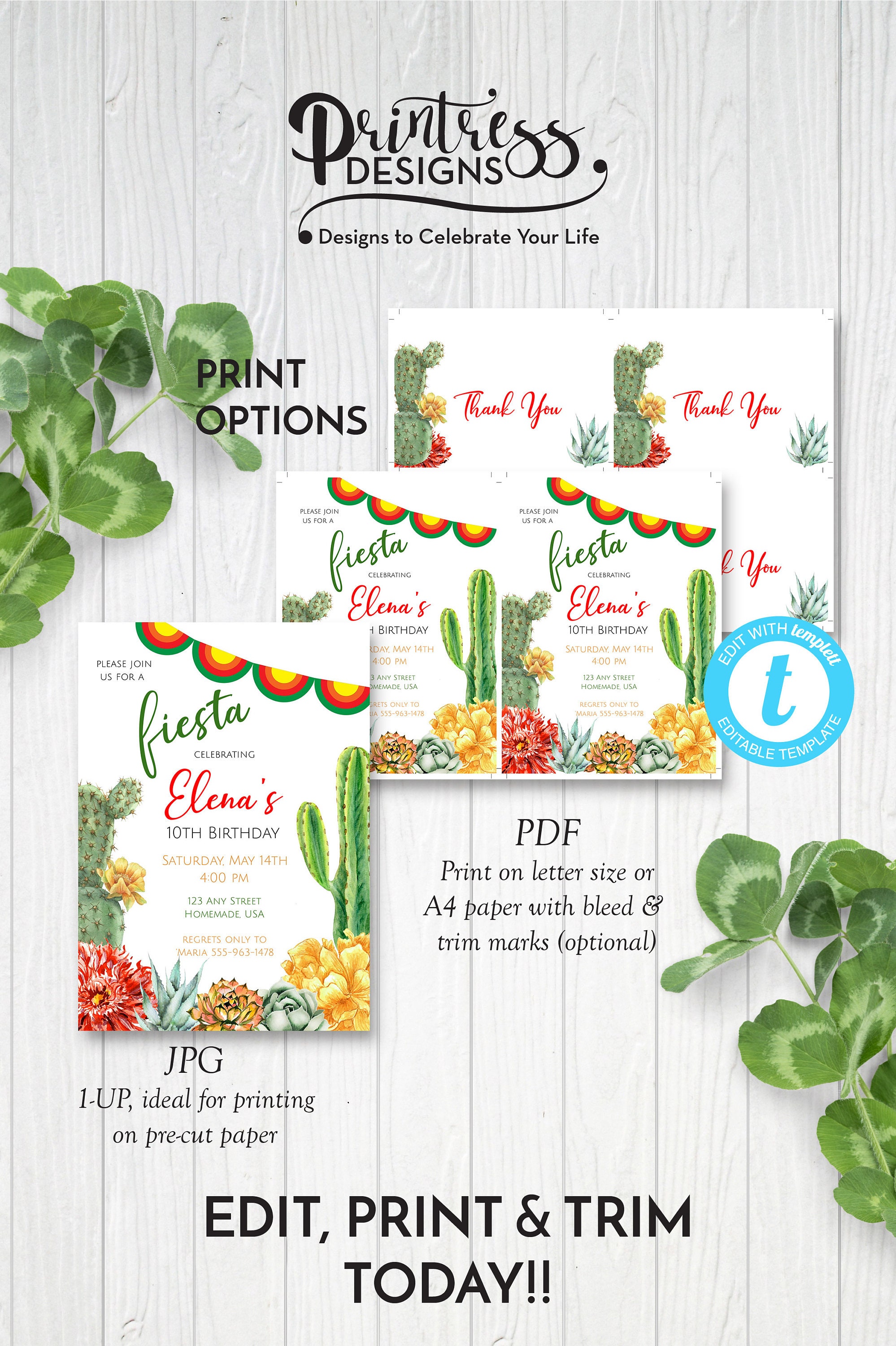 Birthday Fiesta Party Invitation Template, Fiesta Birthday Invite ...
