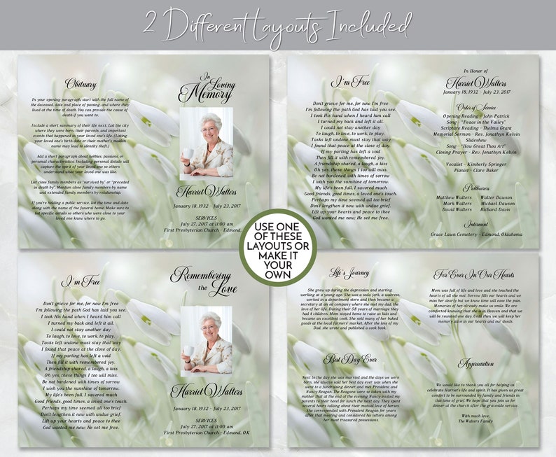 Early Spring Blooms Funeral Program Obituary Template - Etsy