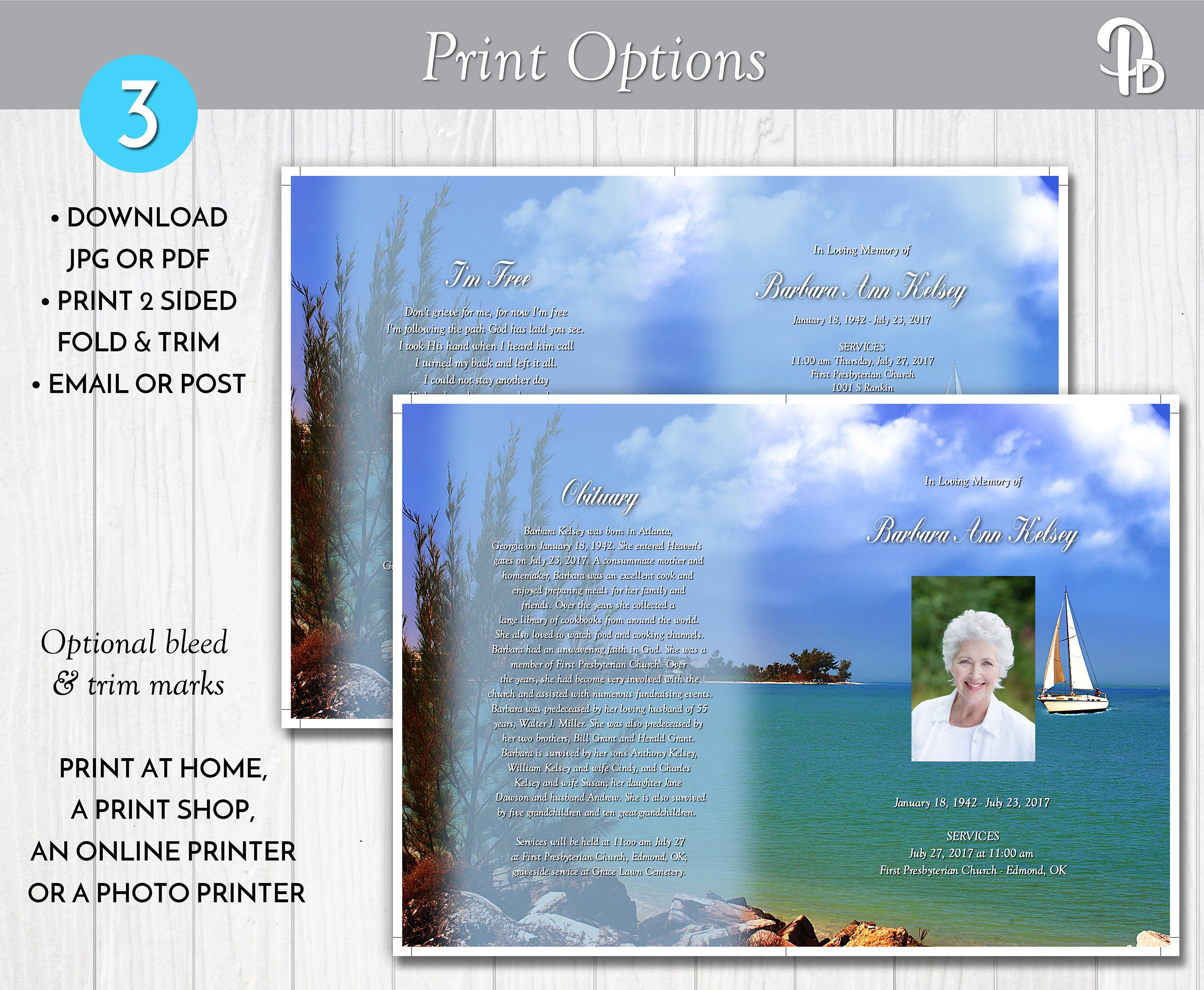 Sailing on the Sea Funeral Program Template Obituary/Order of Etsy