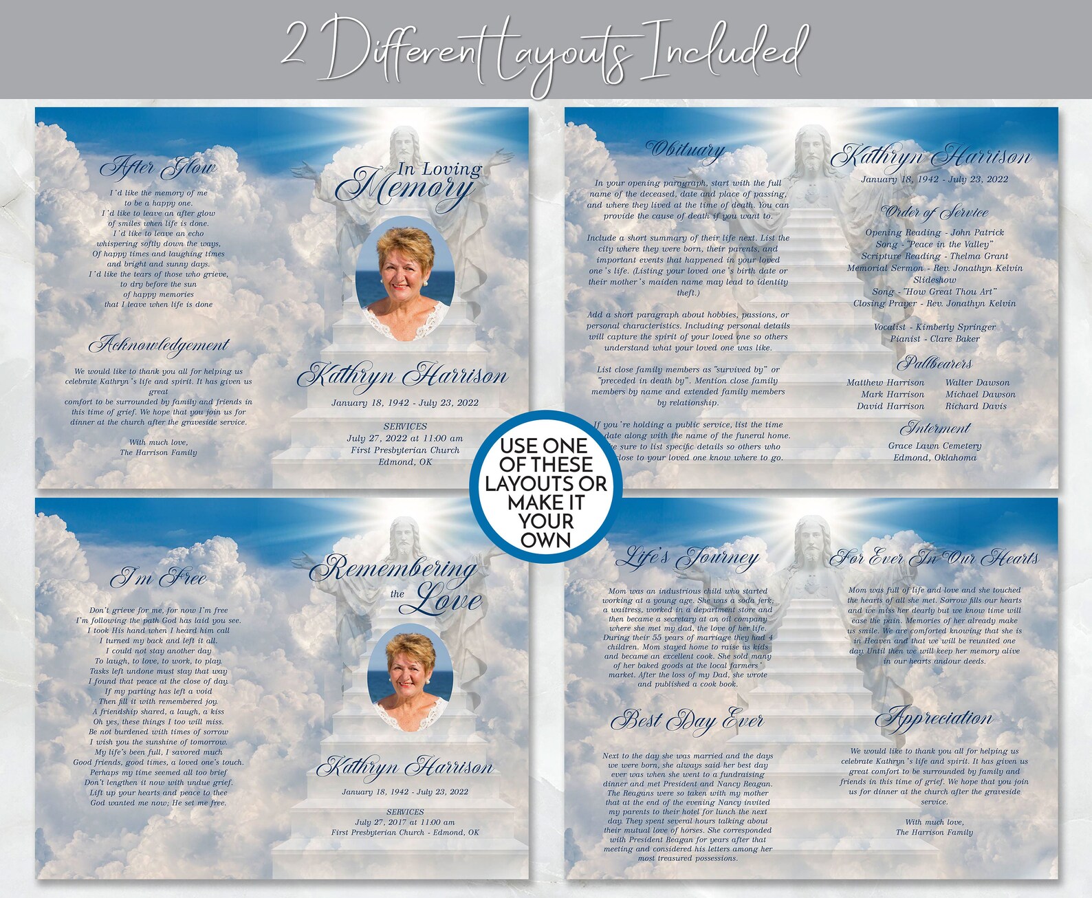 Stairway to Heaven Funeral Program Obituary Template - Etsy