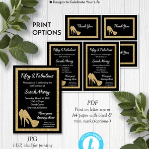 Glitter Birthday Party Invitation High Heels Birthday Party | Etsy