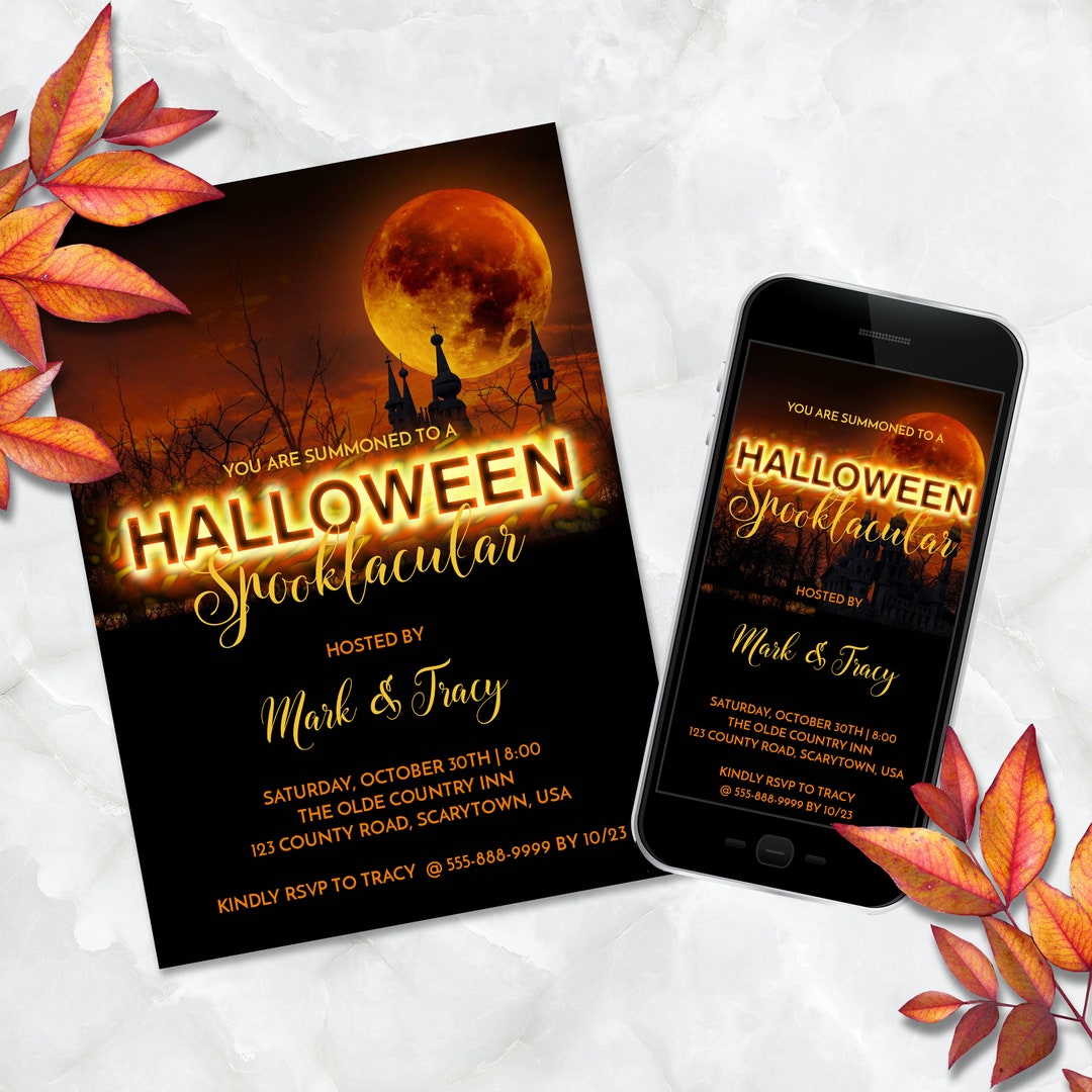 Harvest Moon Printable Halloween Spooktacular Costume Party Invitation ...