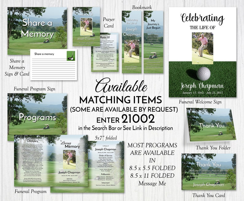 Golfers Memorial Bookmark Template Golf Editable Photo - Etsy