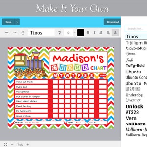 Children's Train Chore Chart, Editable Reward Chart, Printable Kid's ...