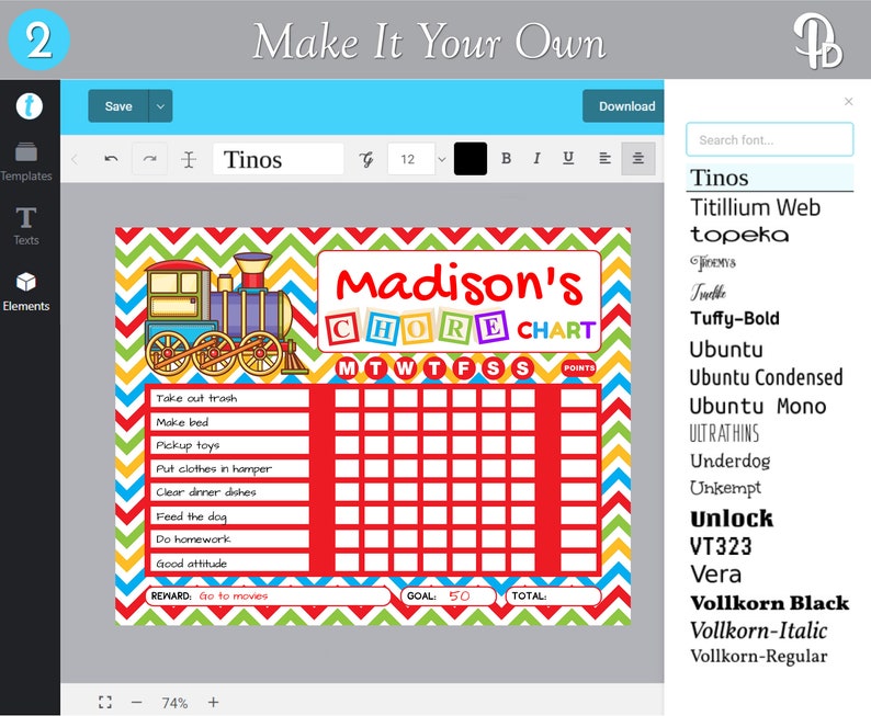 Children's Train Chore Chart Editable Reward Chart | Etsy