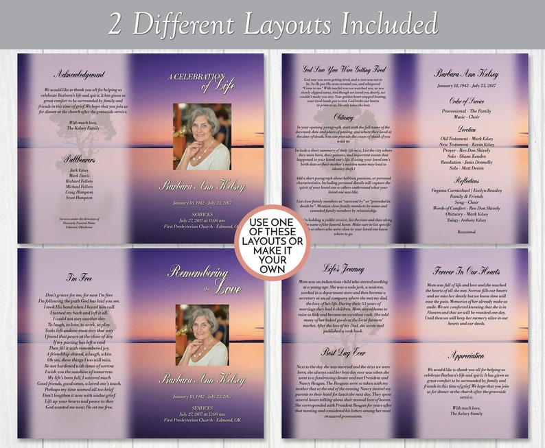 Lone Tree at Dusk Funeral Program Template Obituary/order of Etsy
