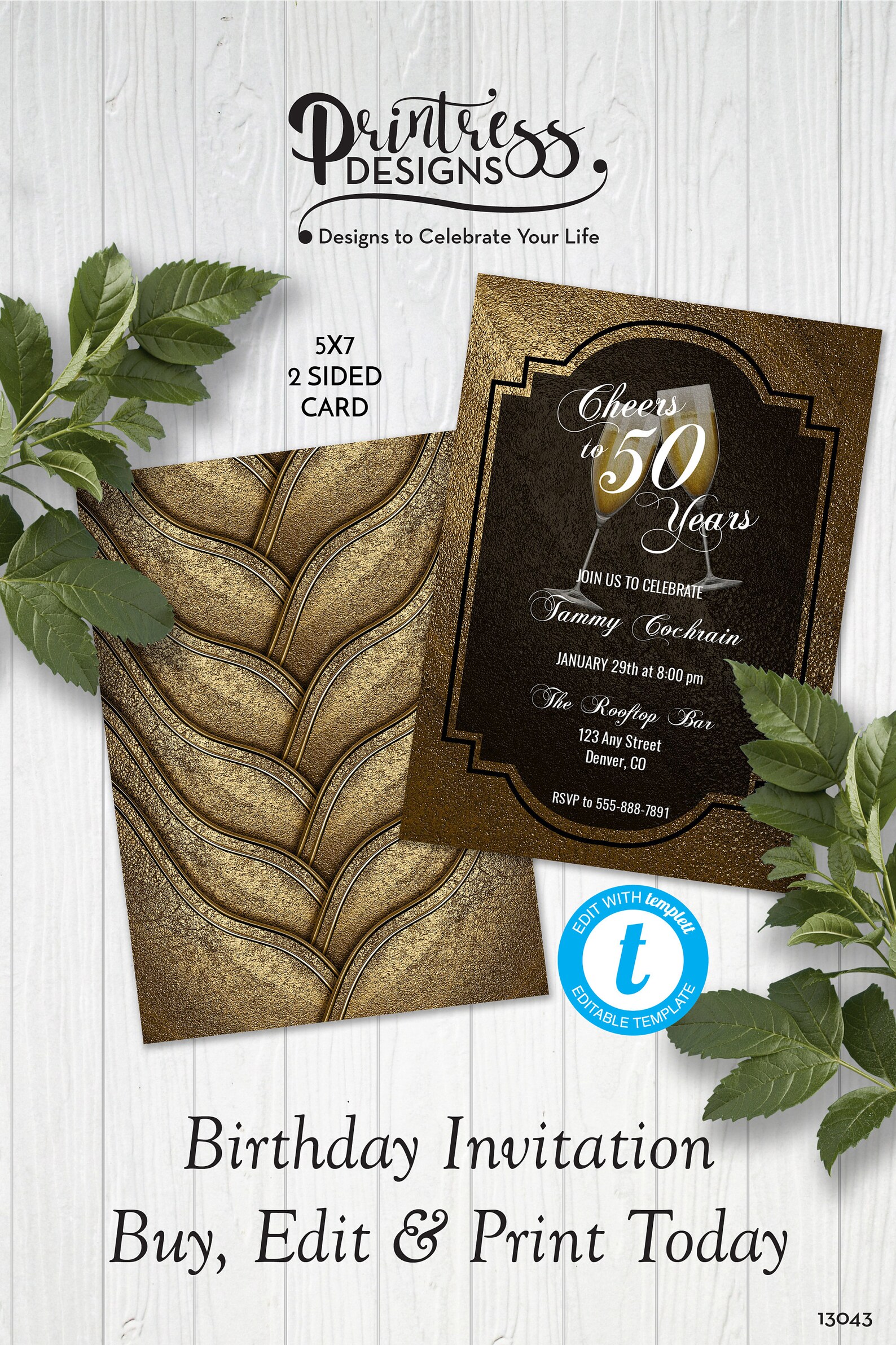 Elegant Gold Champagne Glass Birthday Party Invitation and Etsy