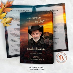 Grand Canyon Sunset Funeral Programm, Nachrufvorlage, Feier des Lebens Programms, Printable Trauerfeier, Bearbeitbares Templett QFP 21145