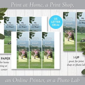 Golfers Memorial Bookmark Template, Golf Editable Photo Funeral ...