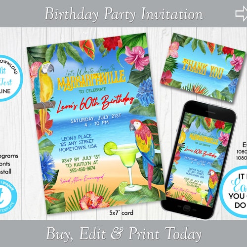 Margaritaville Party Invitation Template - Etsy