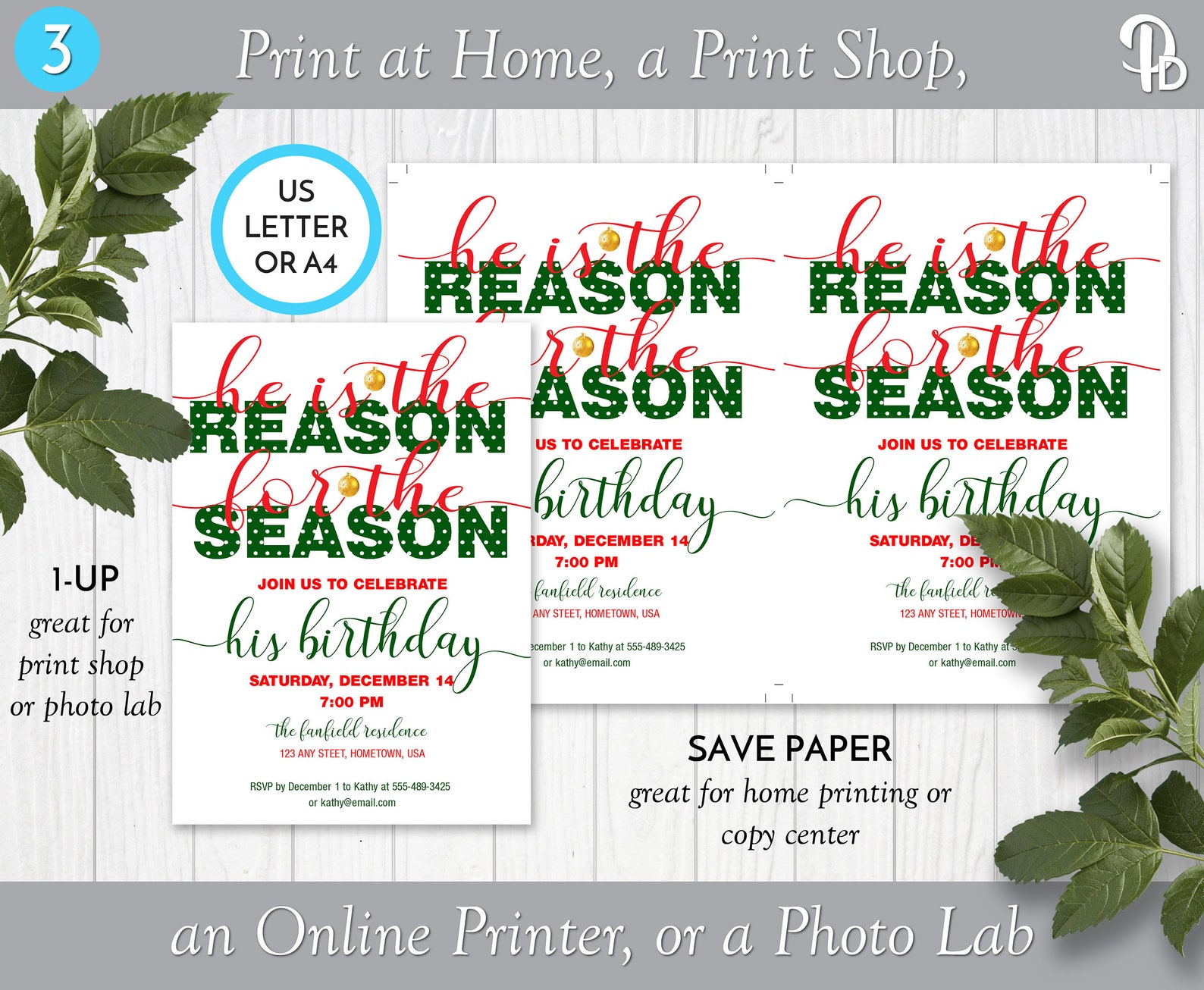 He is the Reason Christmas Party Invitation Holiday Etsy