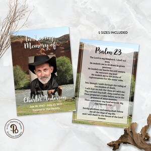 Karta pamiątkowa z modlitwą na pogrzeb Horses by the River, upominek, pamiątka z okazji świętowania życia, w kochającej pamięci Edytuj w Templett ZPC 21150