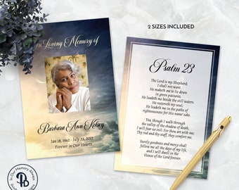 Sunburst Dove Funeral Keepsake Prayer Card, Memorial Favor, Celebration of Life Keepsake, In Loving Memory Edit In Templett QPC 21191