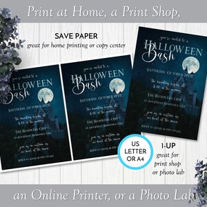 Full Moon Printable Halloween Costume Bash Invitation Edit in | Etsy