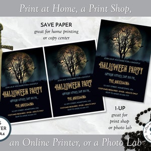 Full Moon Printable Halloween Costume Party Invitation, Digital ...