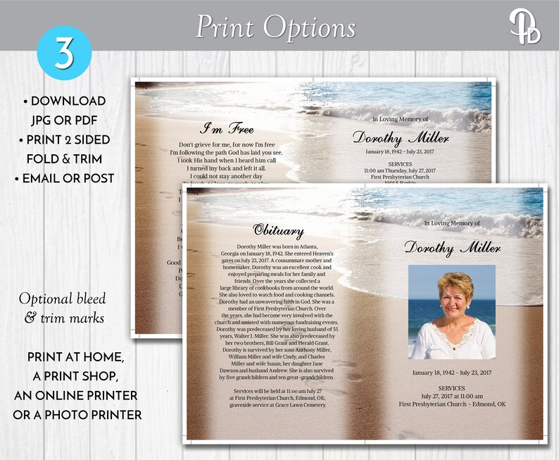 Footprints In The Sand Funeral Program Template Print vrogue.co