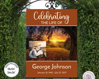 Meadow Sunset Funeral Welcome Sign, Celebrating the Life of Sign, Printable Funeral Sign, 2 sizes, Editable Instant Download, QFWS 21069