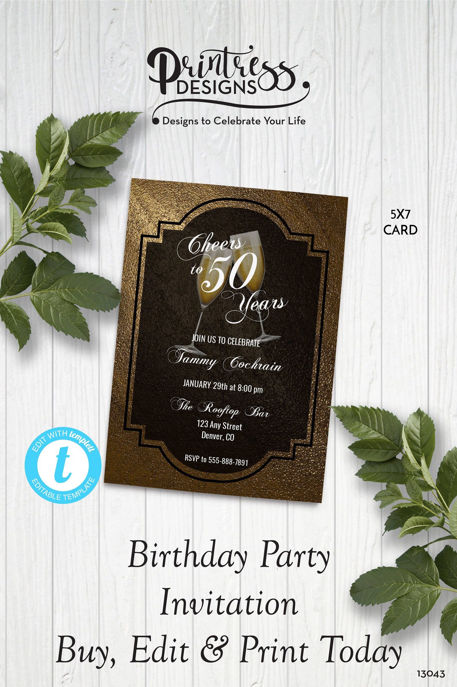 Elegant Gold Champagne Glass Birthday Party Invitation and Etsy