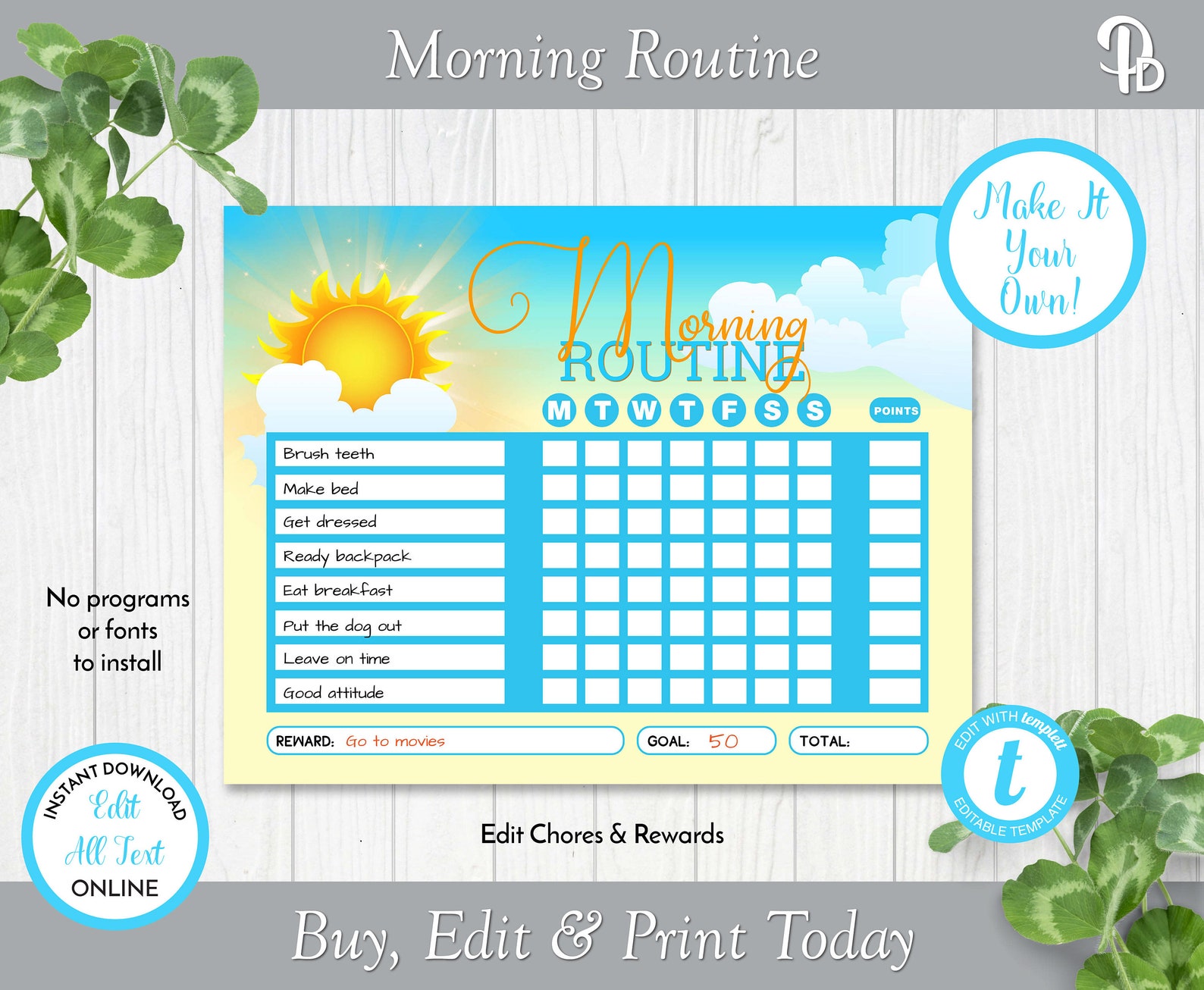 Sun Moon & Stars Children's Daily Routine Charts Morning - Etsy