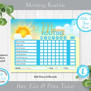 Sun, Moon & Stars Children's Daily Routine Charts, Morning Routine ...