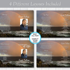 Ocean Rainbow Funeral Program Template, Obituary/order of Service Template, Printable Memorial ...