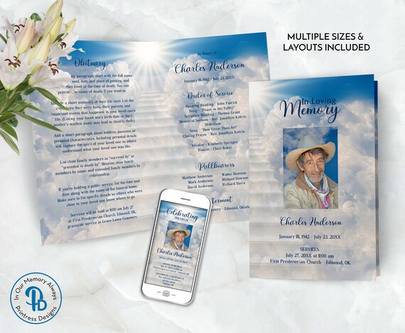 Stairway to Heaven Funeral Program Obituary Template - Etsy