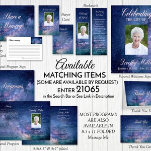 Stars in Space Printable Memorial Bookmark Template, Editable Funeral ...