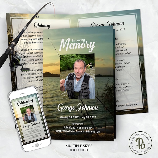 Fish Funeral Program Design Fishing Funeral - Etsy