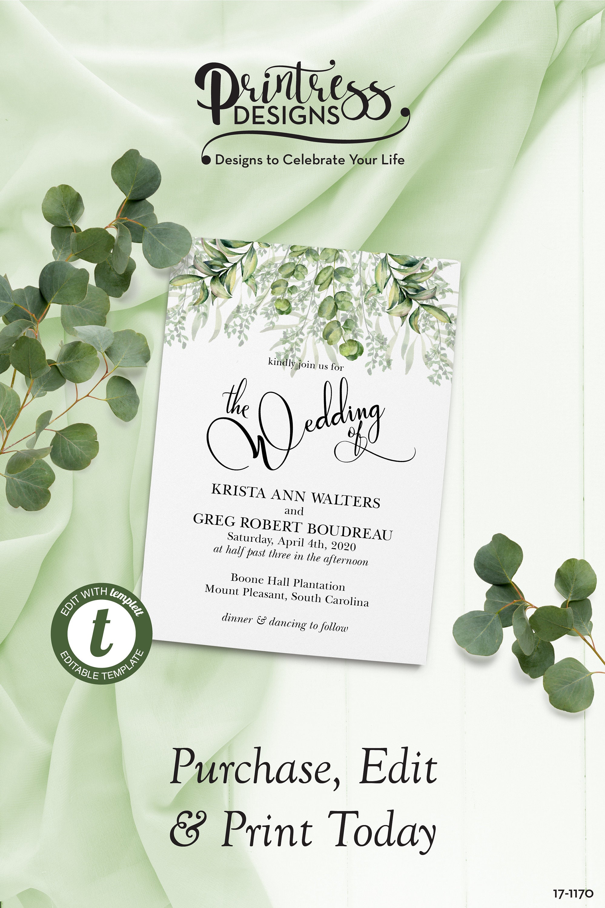 その他 Invitation Greenery Wedding Invitation Suite, Foliage Wedding Invite