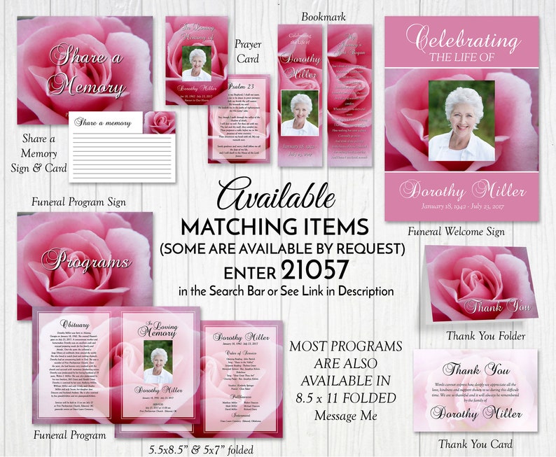Delicate Pink Rose Funeral Program Template Obituary/order of - Etsy
