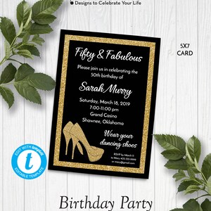 Glitter Birthday Party Invitation High Heels Birthday Party | Etsy