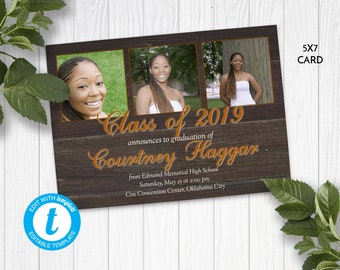 Country Chic Photo Graduation Invitation Template, Graduation Announcement, High School Graduation Announcement, Edit in Templett, ZGR 15012