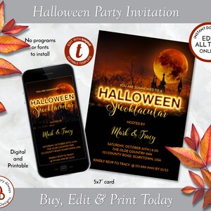 Harvest Moon Printable Halloween Spooktacular Costume Party Invitation ...