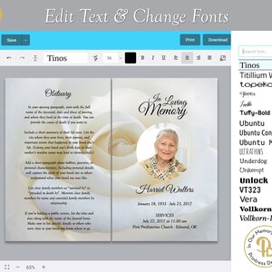 White Rose Funeral Program Template, Obituary/order of Service Template, Printable Memorial ...