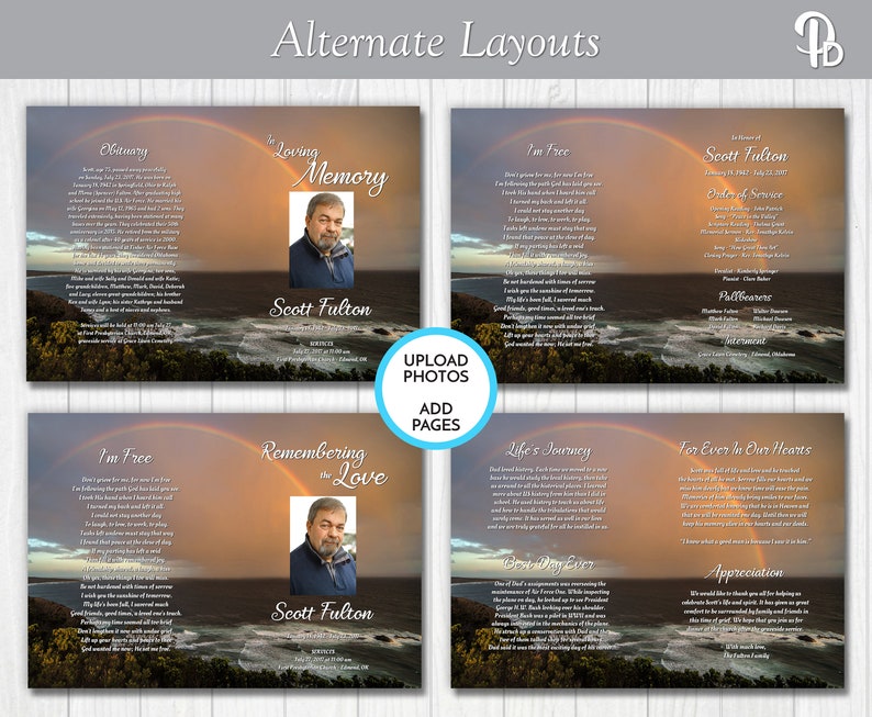Ocean Rainbow Funeral Program Template Obituary/order of | Etsy