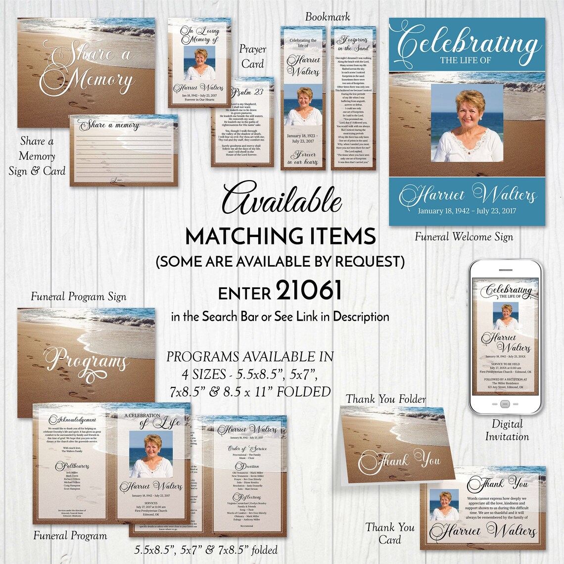 Footprints in the Sand Printable Funeral Bookmark Template Etsy