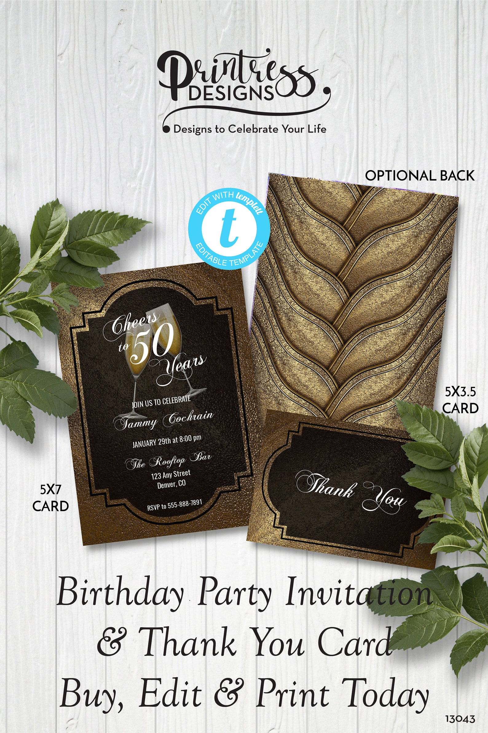 Elegant Gold Champagne Glass Birthday Party Invitation and Etsy