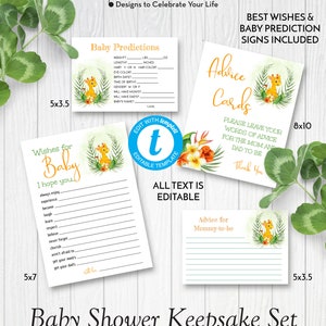 Baby Giraffe Babyparty Andenken Bundle, Rat für werdende Mutter, Voraussagen der Babykarte, Wünsche für Baby, Babyparty Schilder, ZBSKP 12013
