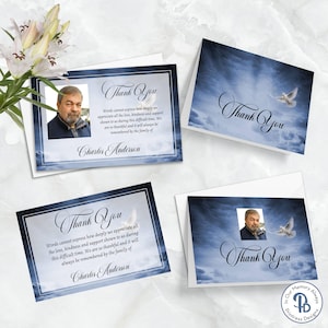 Cartes de remerciement pour les funérailles de Colombe bleu ciel, cadeau commémoratif, souvenir de la célébration de la vie, en souvenir, édition à Templett, 21244 Quantité