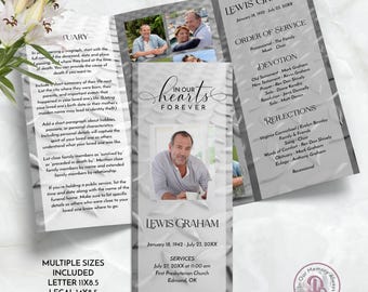 Mechanic's Trifold Funeral Program, Obituary Template, Diamond Metal Plate Celebration of Life Memorial Service Program, Templett QFP3 21290