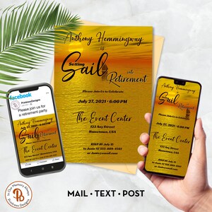 Sailing Into Retirement Party Invitation, Digital Retirement Celebration Invite, Printable Retirement Invite, ZRT 24020
