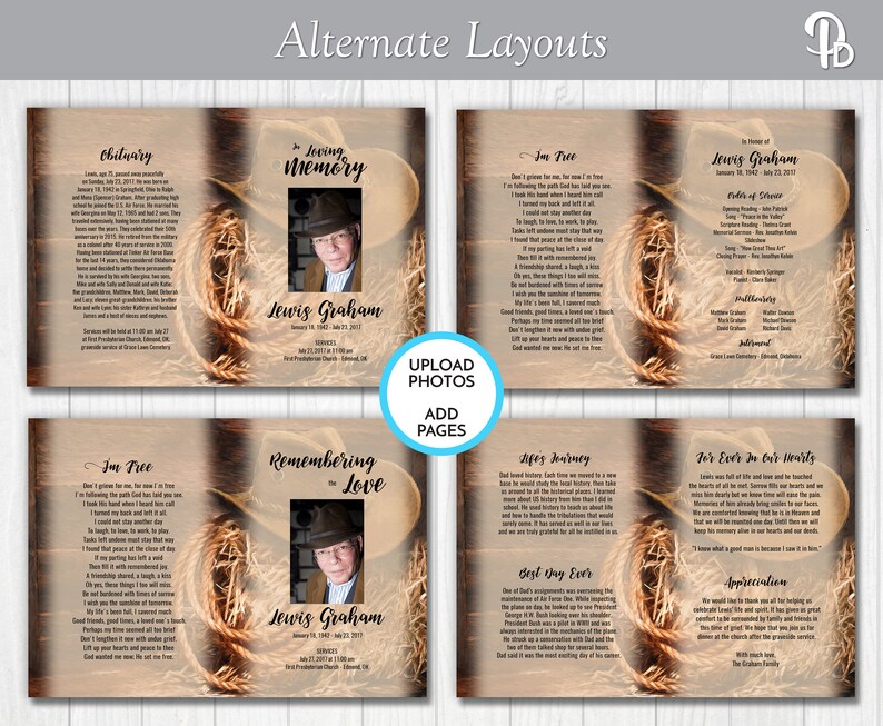 Cowboy Hat & Rope Funeral Program Template Obituary/Order of Etsy