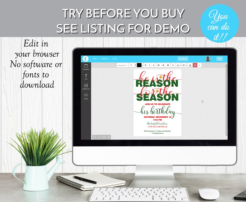 He is the Reason Christmas Party Invitation Holiday Etsy