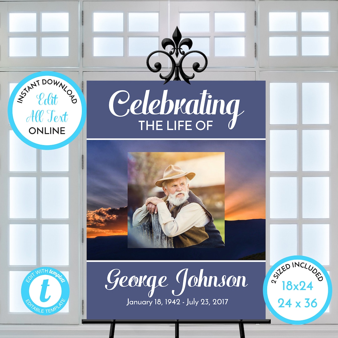 Sunset Sunrays Funeral Sign Celebrating the Life of Etsy