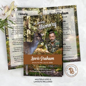 Beerdigung Programm Vorlage für Deer Hunter, Nachruf Vorlage, Auftrag des Service Feier des Lebens Programm, Trauerfeier, QFP 21223