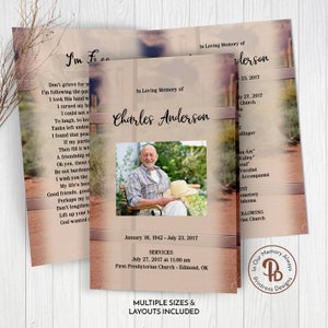 Empty Saddle Funeral Program Template, Obituary/Order of Service Template, Printable Memorial Service Template, Edit in Templett, ZFP 21084