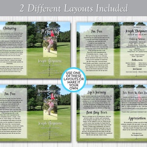 Golfer's Memorial Service Template, Obituary/order of Service Template, Printable Funeral ...
